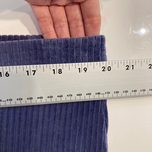 AERIE Pants L Blue Corduroy Flare Wide Stretch Pull-Up - Picture 10 of 14